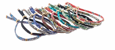 Silk and Single Row Crystal Bracelet