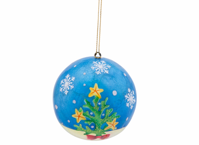 Blue Shell Ornament w/ Coral Tree