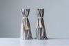 Grey Stripe Cotton Wine Bag with Tassels 14"x6"