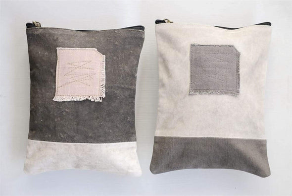 Accessories Cream Canvas Zip Pouch