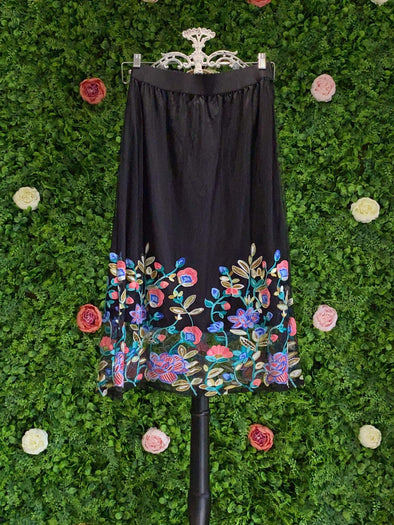 Apparel BLACK MESH MULTI COLOR SKIRT