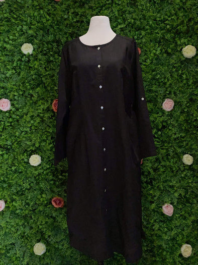 Apparel Brooklyn Linen Dress: Black XL