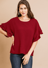 Apparel Crinkle Half Sleeve Ruffle Top