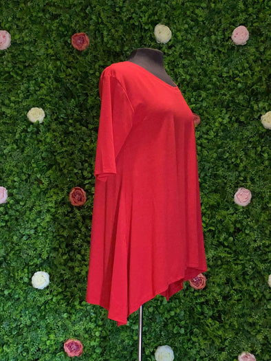 Apparel Half Sleeve Tunic Top - Ribbon Red