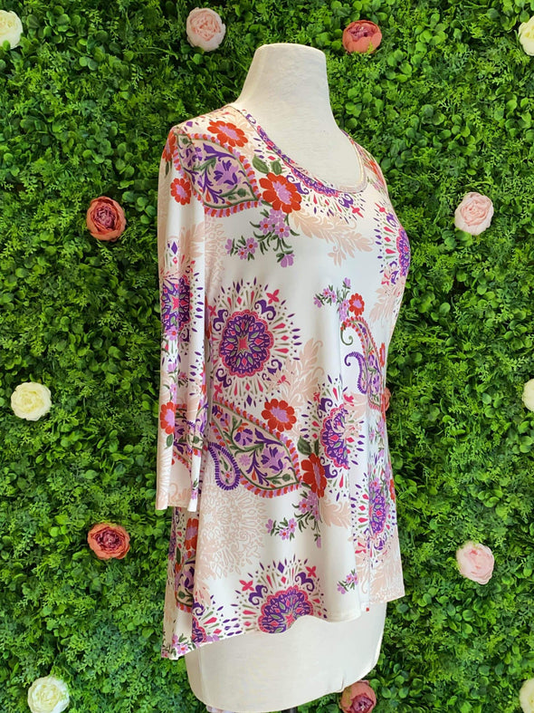 Apparel High Low Tunic with 3/4 Sleeves