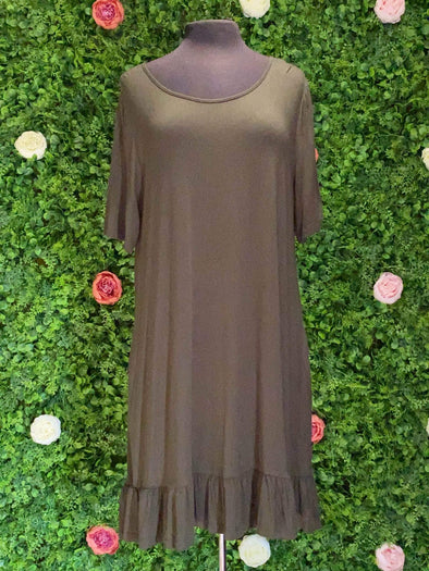 Apparel Olive Ruffle Hem Shirt Dress - Plus