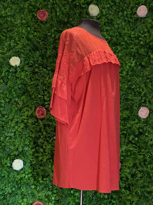 Apparel Ruffle Sleeve Tunic Dress