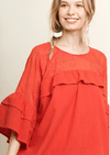 Apparel Ruffle Sleeve Tunic Dress