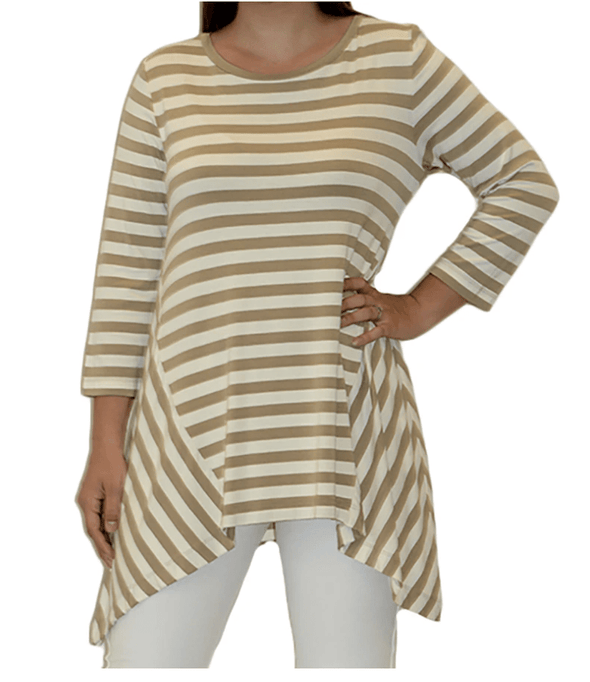 Apparel Striped Side Panel Tunic Top