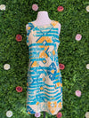 Apparel Teal and Yellow Sleeveless Shift Dress