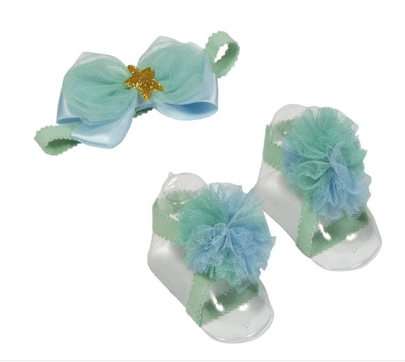 Children Mermaid Headband and Ribbon Sandals (0-12 months)