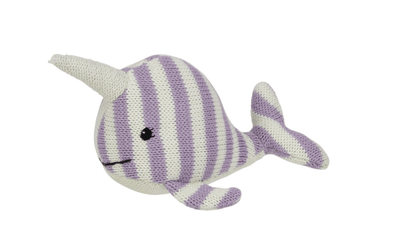 Children Striped Knit Narwhal Rattle