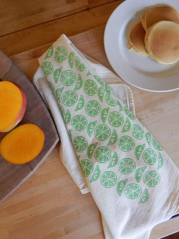 Kitchen Lime Print Tea Towel
