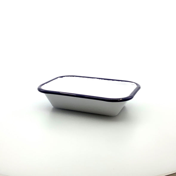Kitchen White and Blue Enameled Tray  - Small